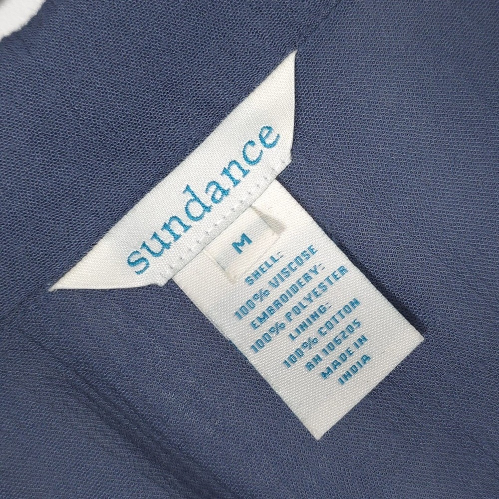 SUNDANCE Women's Midi Dress MEDIUM Embroidered Tie Waist 100% Cotton - Picture 2 of 9